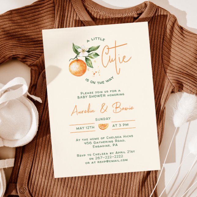 Orange Citrus Little Cutie Couples Baby Shower Invitation (Creator Uploaded)