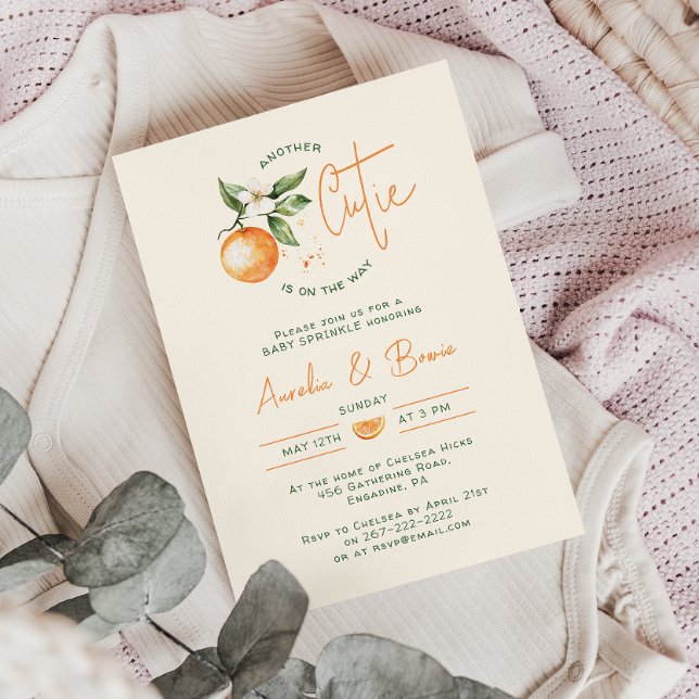 Orange Citrus Little Cutie Couples Baby Sprinkle Invitation (Creator Uploaded)