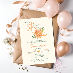 Orange Citrus Little Cutie Photo Birthday Party Invitation