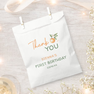Orange Citrus Little Cutie Thank You Birthday Favour Bag