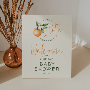 Orange Citrus Little Cutie Welcome Baby Shower Pedestal Sign