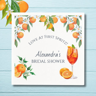 Orange Citrus Love at First Spritz Bridal Shower  Napkin