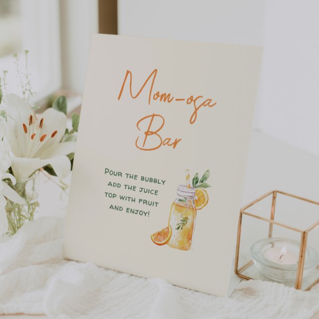 Orange Citrus Mum-osa Bar Baby Shower Drinks Pedestal Sign (Creator Uploaded)