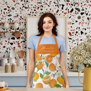 Orange Citrus Script Name Home Cook Apron