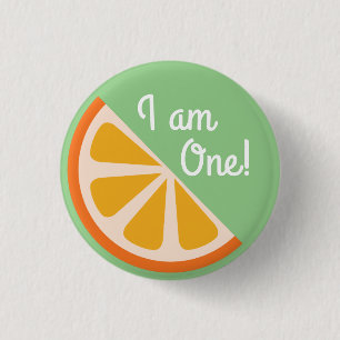 Orange Citrus Slice Fruit 1st Birthday Button Pin