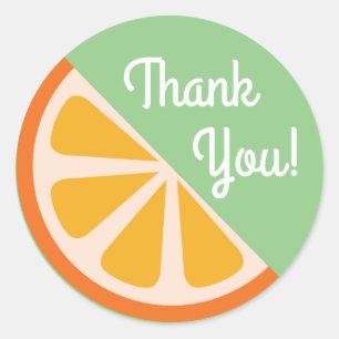 Orange Citrus Slice Fruit 1st Birthday Thank You Classic Round Sticker