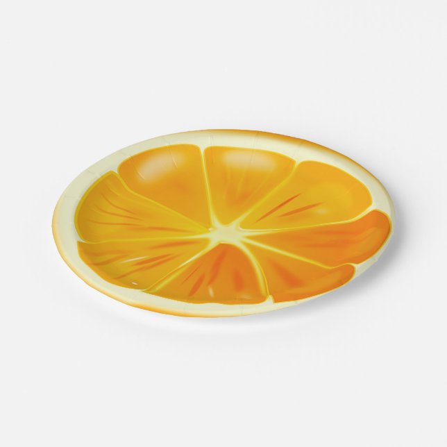 Orange Citrus Slice on Paper Plates (Angled)