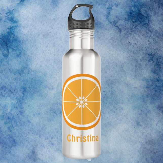 Orange Citrus Slice Personalise 710 Ml Water Bottle (A water bottle featuring an orange slice and text you can personalize!)