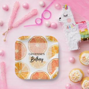 Orange Citrus Slice Summer Birthday  Paper Plate