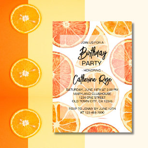 Orange Citrus Slice Summer Birthday Party  Invitation
