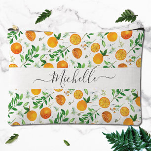 Orange Citrus Summer Floral Botanical Pattern Accessory Pouch