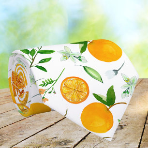 Orange Citrus Summer Floral Botanical Pattern Tie