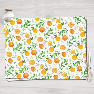Orange Citrus Summer Floral Botanical Pattern Tissue Paper
