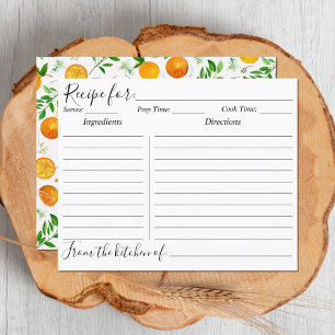 Orange Citrus Summer Floral Botanical Recipe Card