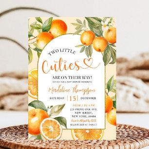 Orange Citrus Summer Fruit Twin Baby Shower Invitation