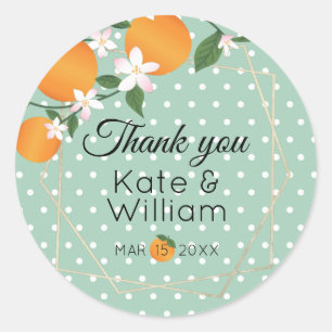 Orange Citrus Thank You Classic Round Sticker