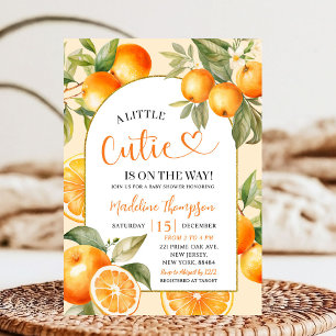 Orange Citrus Theme Summer Fruit Baby Shower Invitation