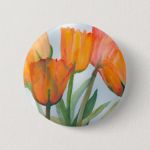 Orange Citrus Tulips 6 Cm Round Badge