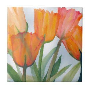 Orange Citrus Tulips Ceramic Tile
