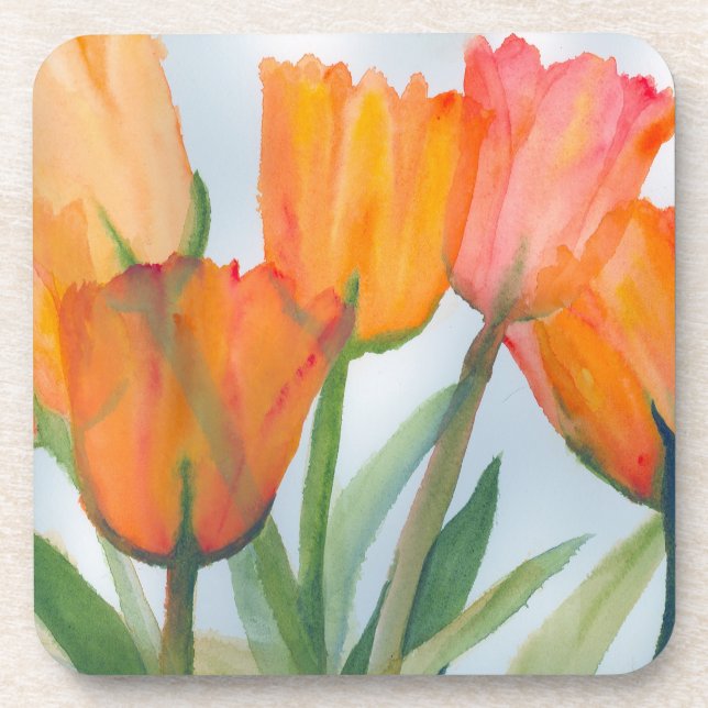 Orange Citrus Tulips Coaster (Front)