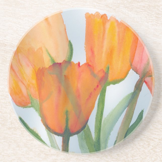 Orange Citrus Tulips Coaster (Front)