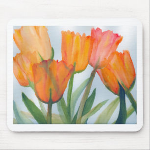Orange Citrus Tulips Mouse Pad