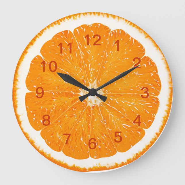 Orange citrus wall clock* large clock (Front)
