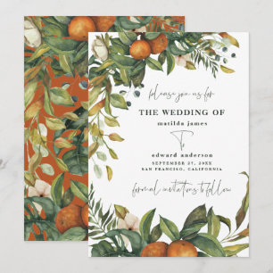 Orange citrus watercolor botanical wedding