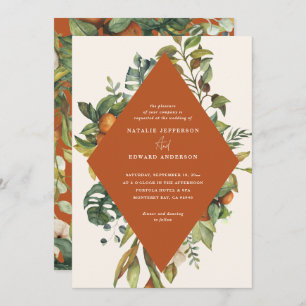 Orange citrus watercolor botanical wedding