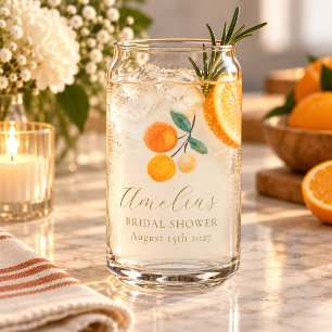 Orange Citrus Watercolor Bridal Brunch Custom Can Glass