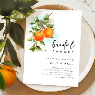 Orange Citrus Watercolor Bridal Shower Invitation
