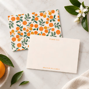 Orange Citrus Watercolor Chic Summer Personalized Thank You Card