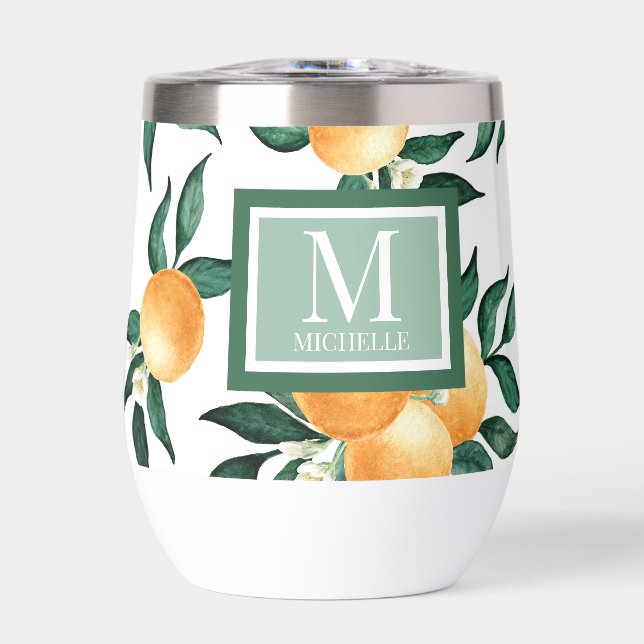 Orange Citrus Watercolor Monogram Name (Front)