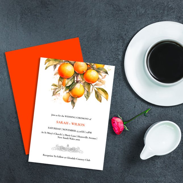Orange Citrus Wedding Invitations (Creator Uploaded)