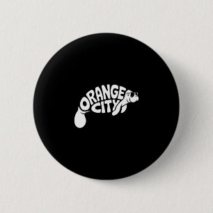 Orange City Manatee Orlando Florida Cute Vacation 6 Cm Round Badge