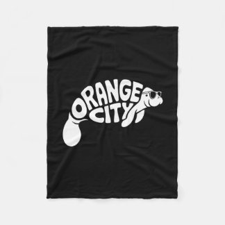 Orange City Manatee Orlando Florida Cute Vacation  Fleece Blanket