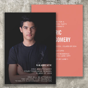 Orange Class of 2024 Boy's Graduation Party Photo  Invitation