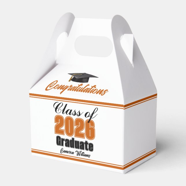 Orange Class of 2026 Custom Graduation Party Favour Box (Front Side)
