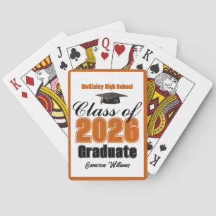 Orange Class of 2026 Custom Graduation Party Playing Cards