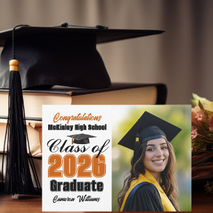 Orange Class of 2026 Graduate Photo Graduation Announcement