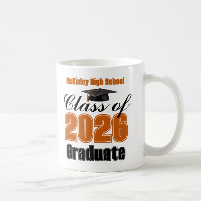 Orange Class of 2026 Graduation Keepsake Coffee Mug (Right)