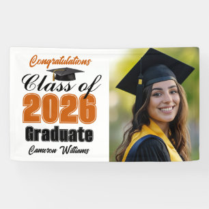 Orange Class of 2026 Graduation Party Photo Banner