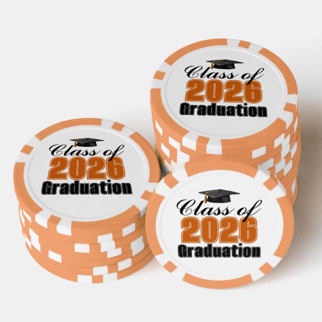 Orange Class of 2026 Graduation Party Poker Chips (Stack)
