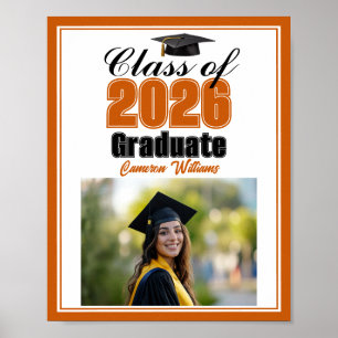 Orange Class of 2026 Photo Graduation Party Poster
