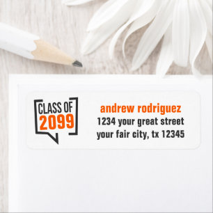 Orange Class Year Speech Bubble Label Return Address Label