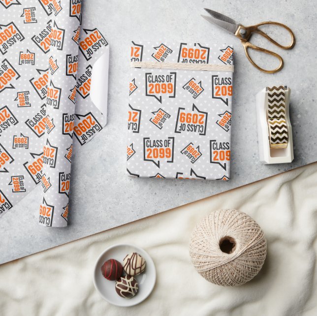 Orange Class Year Speech Bubble Wrapping Paper (Crafts)