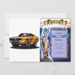 Orange Classic muscle car   - Choose back colour Invitation