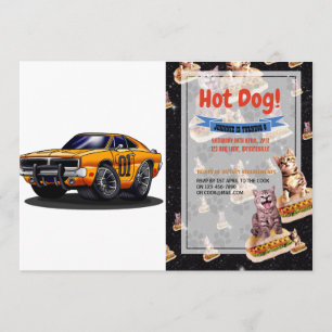 Orange Classic muscle car   - Choose back colour Invitation
