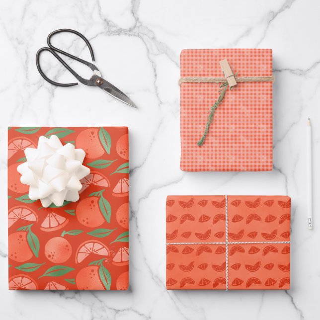 Orange Clementine Fruit Wrapping Paper Sheet (Front)