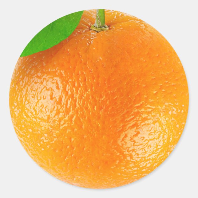 Orange closeup classic round sticker (Front)